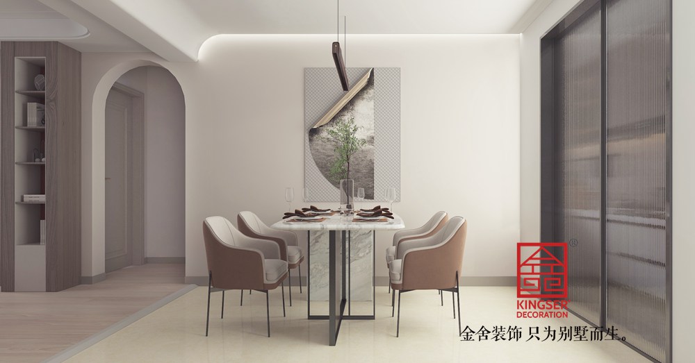 雁翎新筑135平米现代中式风格装修-客餐厅
